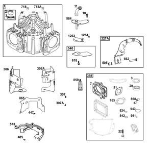 Cylinder Group Diagram and Parts List for 44N877-0019-G1 400000 - 699999 Briggs and Stratton Engine